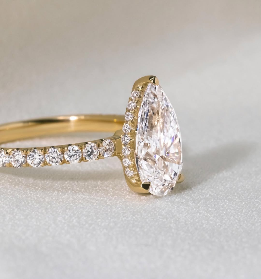 2.50 - 4.50  CT Pear  Lab Grown Diamond Pave Style Engagement Ring