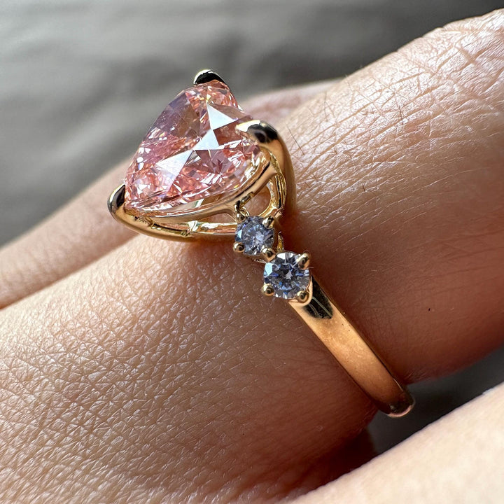 Heart Cut Pink Lab Created DiamondFive Stone Anniversary Pink Diamond Ring2.0 Carat Pink Heart JewelryIGI Certified Five Stone RingVivid Pink Heart Cut Diamond