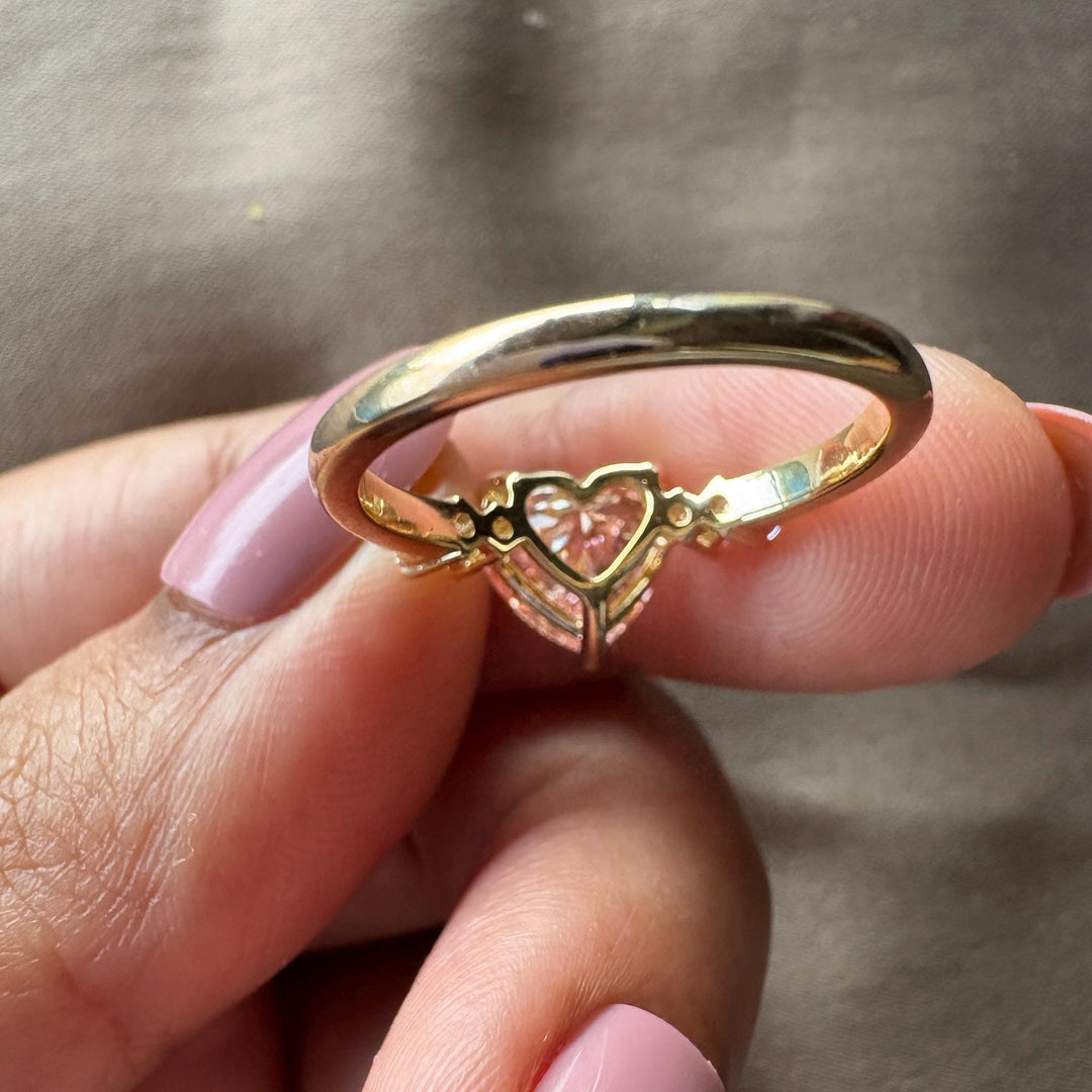Pink Lab Grown Heart DiamondHeart Shaped Pink Engagement RingFive Stone Pink Lab Diamond Ring2.0CT Pink Heart Five Stone RingIGI Certified Pink Heart DiamondFancy Pink Heart Cut Ring