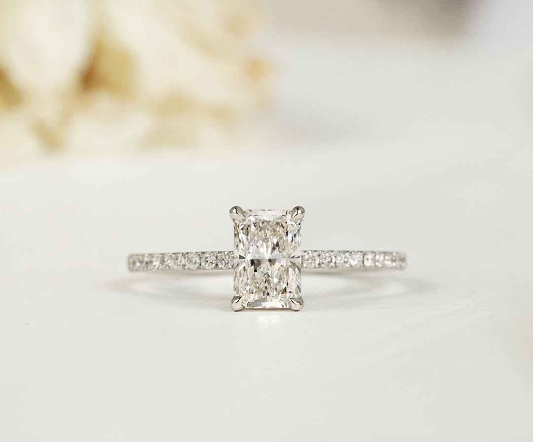 1.5-3.50 CT Radiant  Lab Grown Diamond Pave Style Engagement Ring
