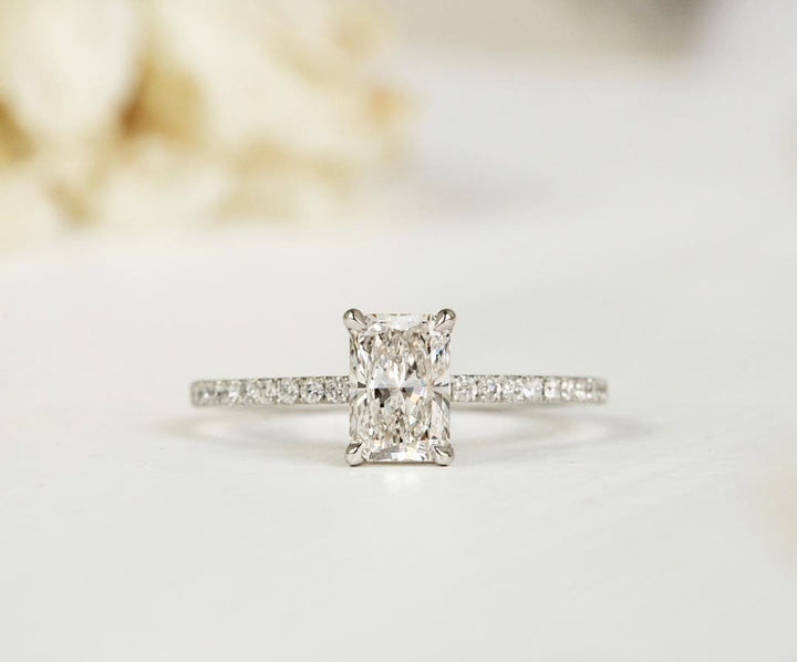 1.5-3.50 CT Radiant  Lab Grown Diamond Pave Style Engagement Ring
