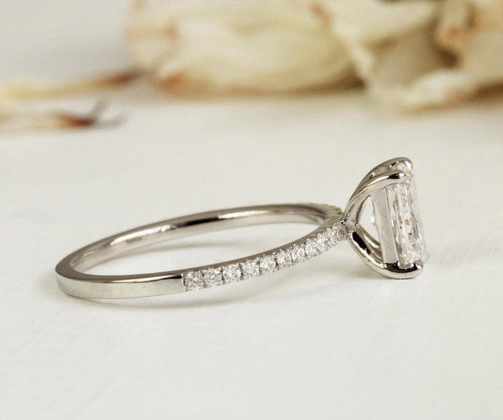 1.5-3.50 CT Radiant  Lab Grown Diamond Pave Style Engagement Ring