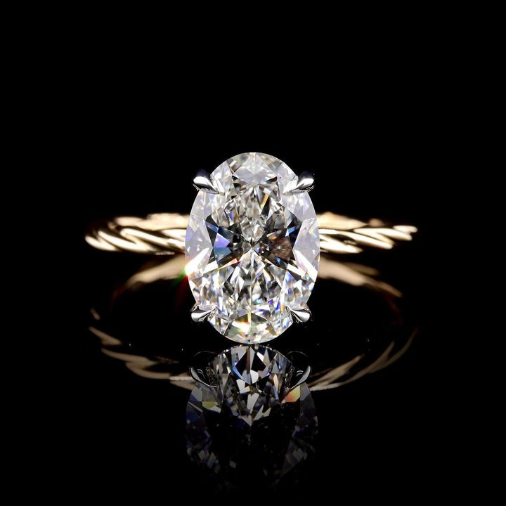 2.50ct-3.50ct Oval Cut Lab Grown Braided Twist Shank Diamond Engagement Ring