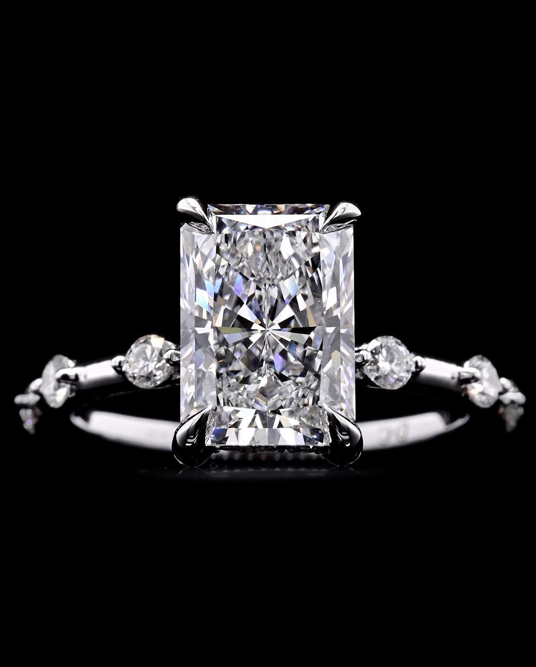 2.0ct-3.0ct Radiant Cut Lab Grown Petite Pave Diamond Engagement Ring