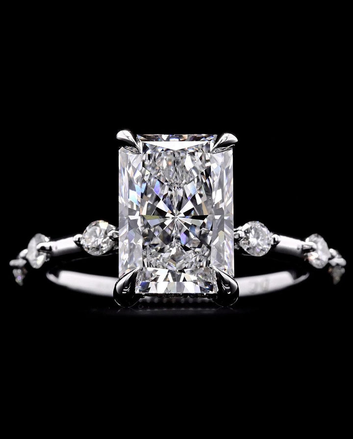 2.0ct-3.0ct Radiant Cut Lab Grown Petite Pave Diamond Engagement Ring