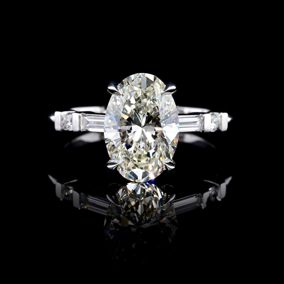 2.0ct-3.0ct Oval Cut Lab Grown Unique Pave Diamond Engagement Ring