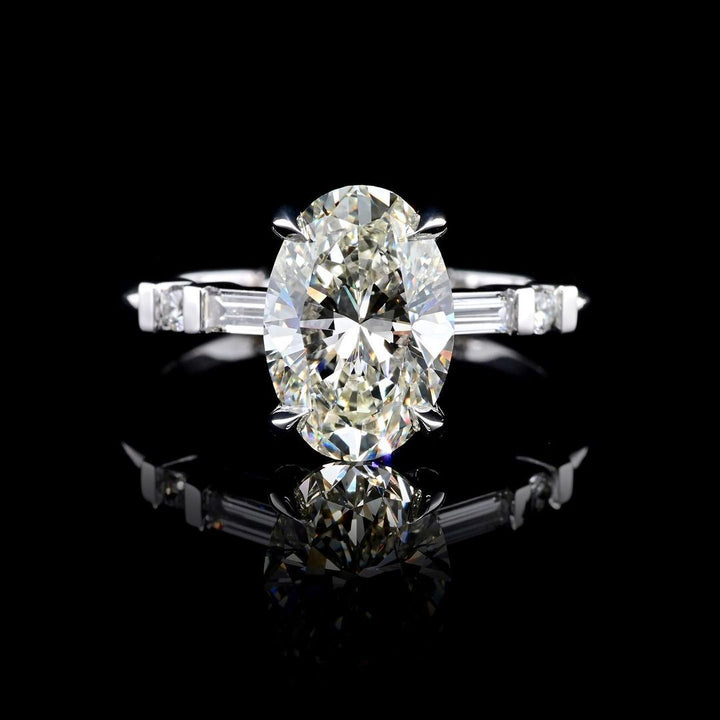 2.0ct-3.0ct Oval Cut Lab Grown Unique Pave Diamond Engagement Ring