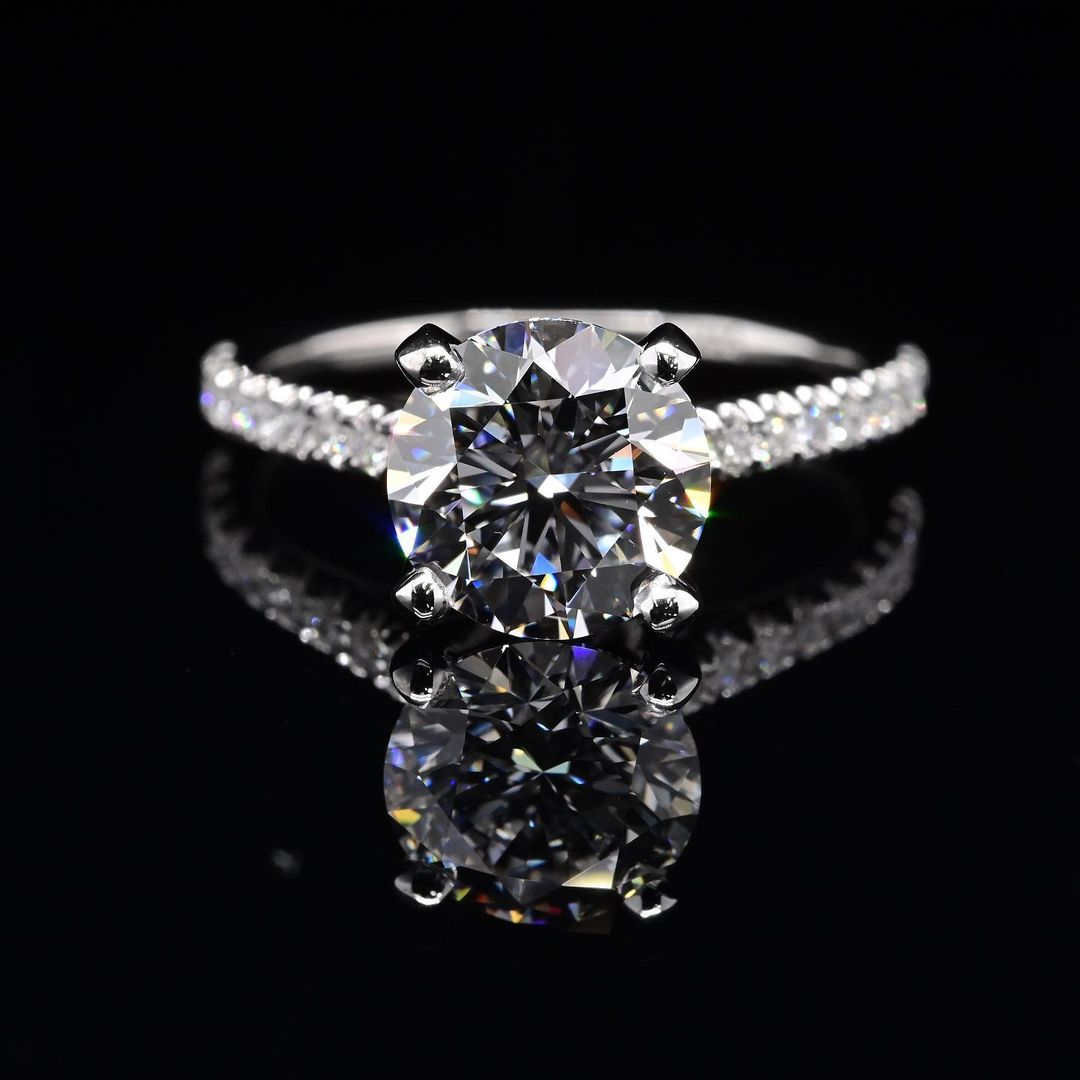 1.50ct-2.50ct Round Cut Pave Lab Grown Diamond Engagement Ring