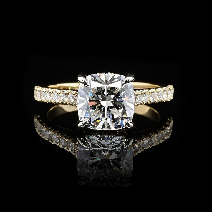 1.0ct-2.0ct Cushion Cut Hidden Halo Lab Grown Diamond Engagement Ring
