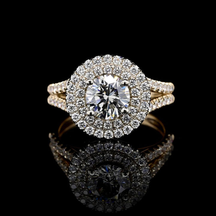 1.0ct-2.0ct Round Cut Lab Grown Double Halo Diamond Engagement Ring