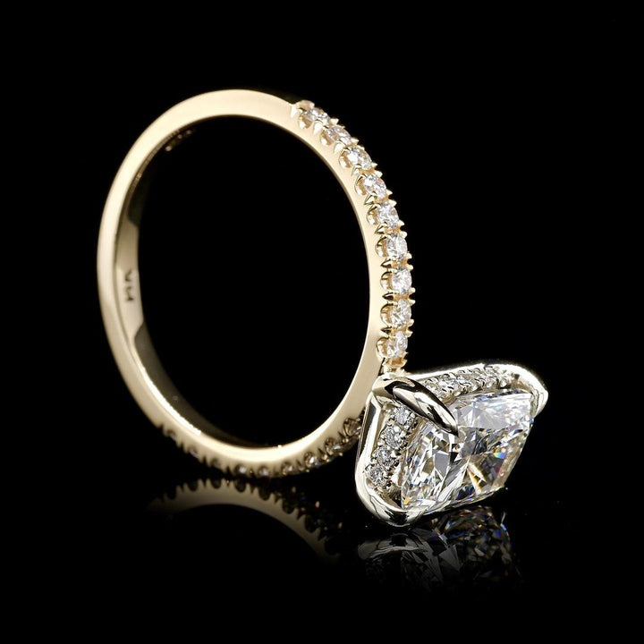2.0ct-3.0ct Cushion Cut Lab Grown Hidden Halo Diamond Engagement Ring