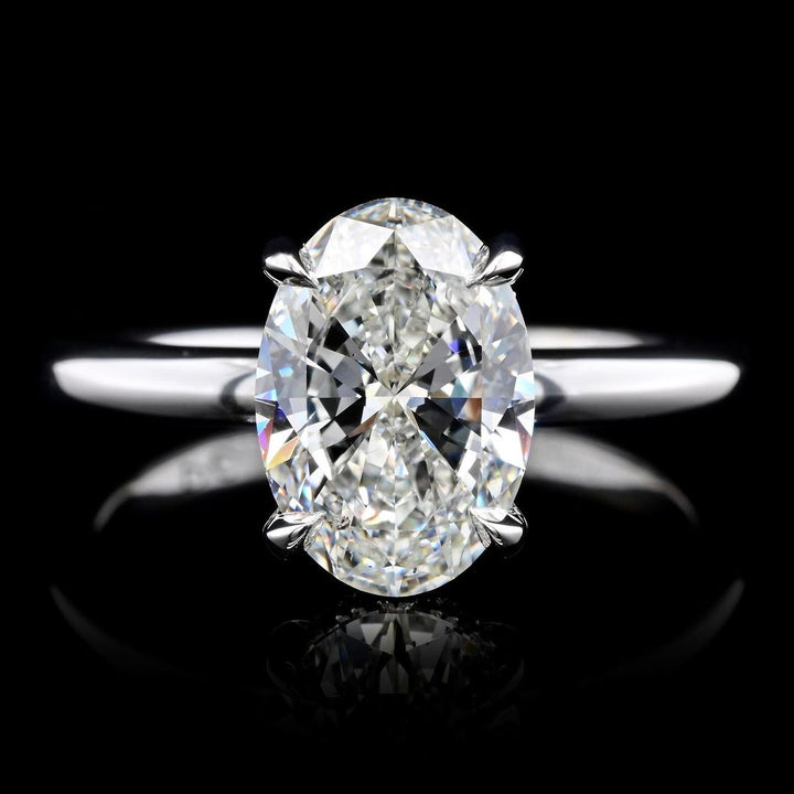3.0ct-4.0ct Oval Cut Lab Grown Diamond Hidden Halo Engagement Ring