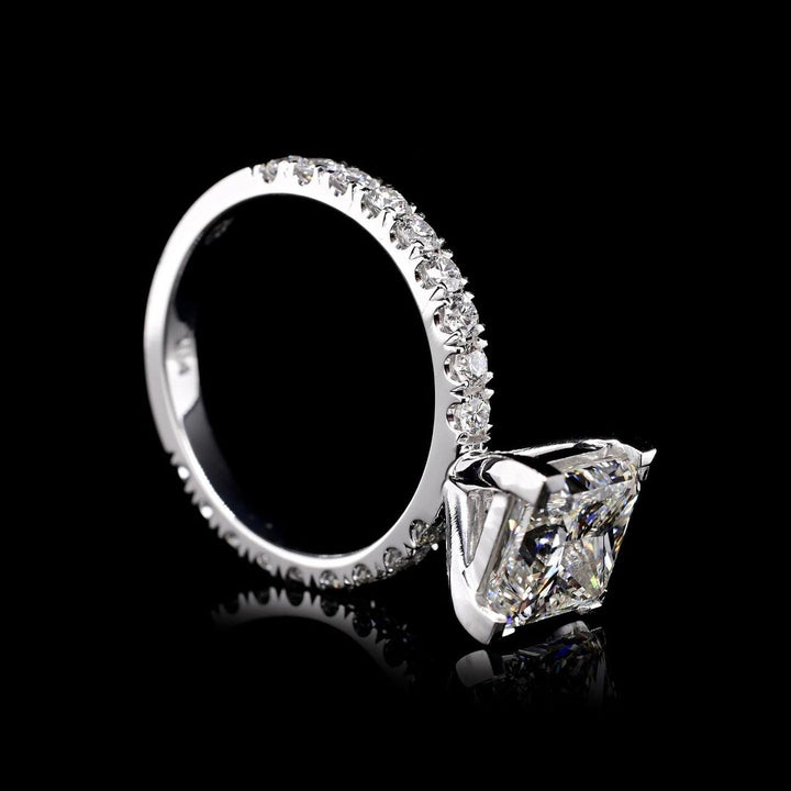 1.0ct-2.0ct Princess Cut Lab Grown Pave Diamond Engagement Ring