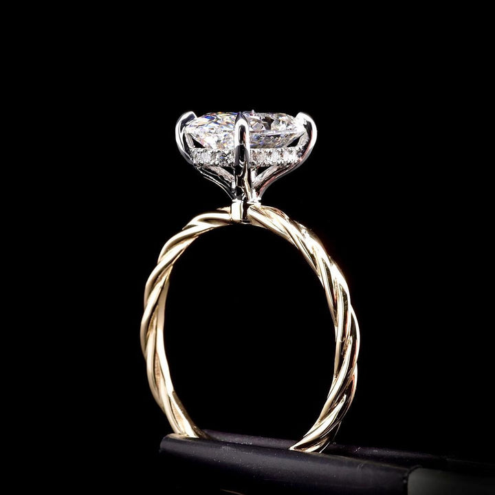 2.50ct-3.50ct Oval Cut Lab Grown Braided Twist Shank Diamond Engagement Ring