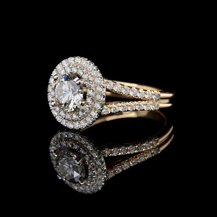 1.0ct-2.0ct Round Cut Lab Grown Double Halo Diamond Engagement Ring