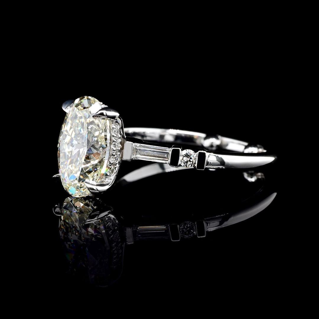 2.0ct-3.0ct Oval Cut Lab Grown Unique Pave Diamond Engagement Ring
