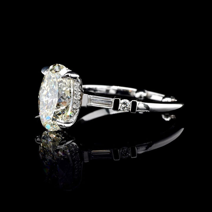 2.0ct-3.0ct Oval Cut Lab Grown Unique Pave Diamond Engagement Ring