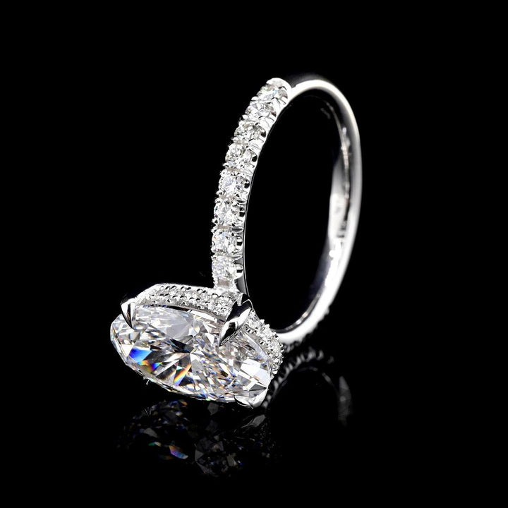 2.50ct-3.50ct Oval Cut Lab Grown Diamond Hidden Halo Engagement Ring
