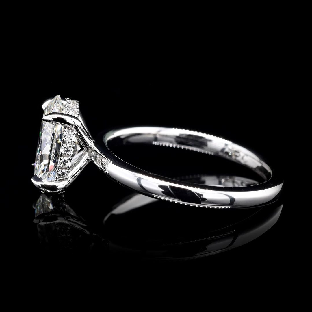 3.0ct-4.0ct Oval Cut Lab Grown Diamond Hidden Halo Engagement Ring