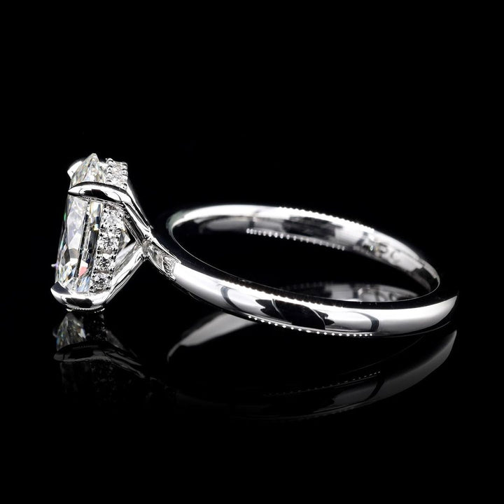 3.0ct-4.0ct Oval Cut Lab Grown Diamond Hidden Halo Engagement Ring