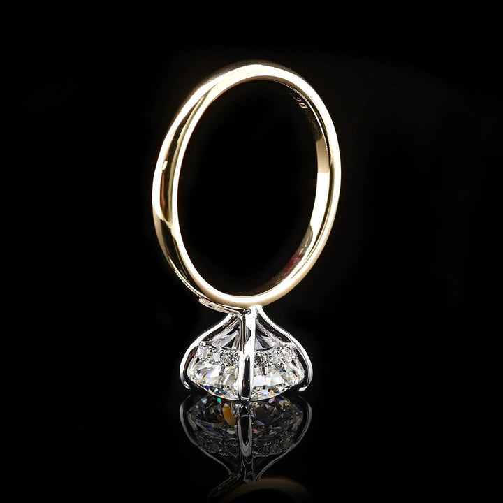 1.0ct-2.0ct Round Cut Lab Grown Diamond Hidden Halo Engagement Ring
