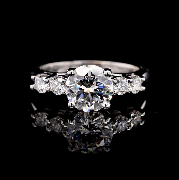1.0ct-2.0ct Round Cut Lab Grown Five Stone Diamond Engagement Ring