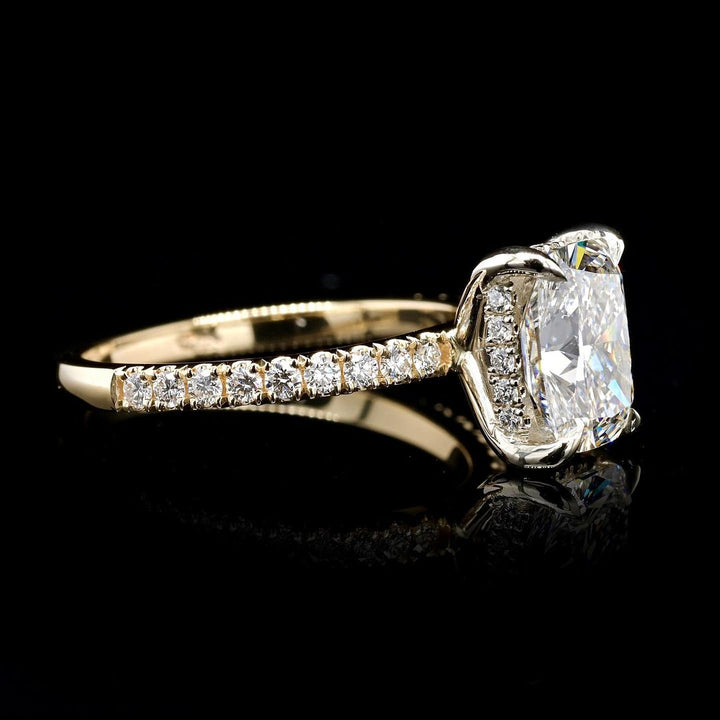 2.0ct-3.0ct Cushion Cut Lab Grown Hidden Halo Diamond Engagement Ring