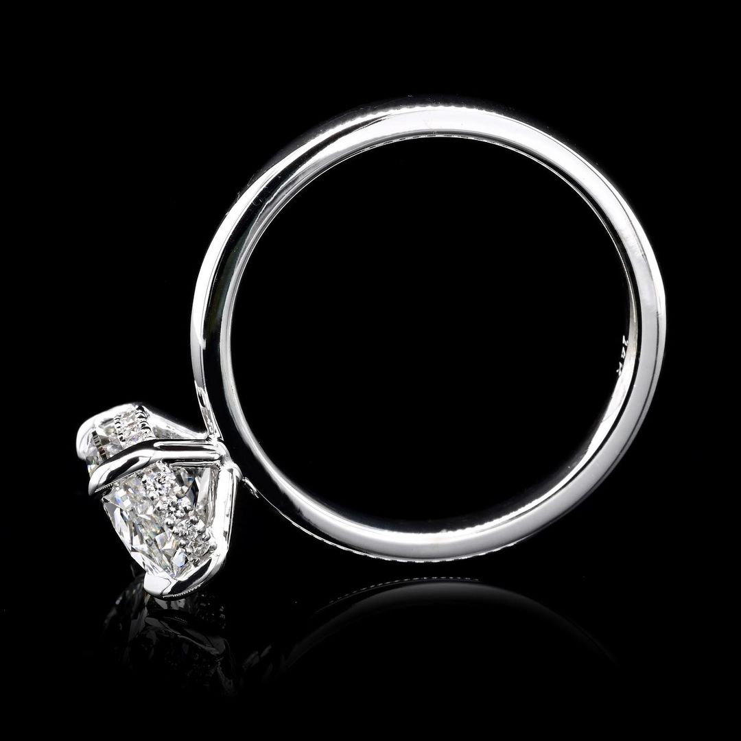 3.0ct-4.0ct Oval Cut Lab Grown Diamond Hidden Halo Engagement Ring