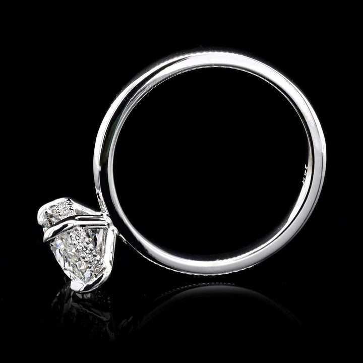 3.0ct-4.0ct Oval Cut Lab Grown Diamond Hidden Halo Engagement Ring