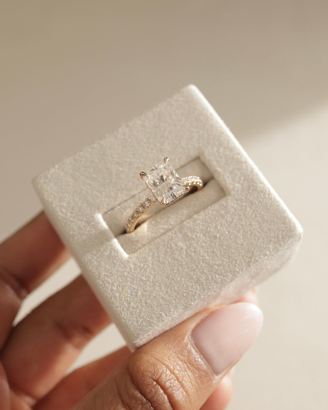 2.0ct-3.0ct Radiant Cut Lab Grown Diamond Hidden Halo Engagement Ring