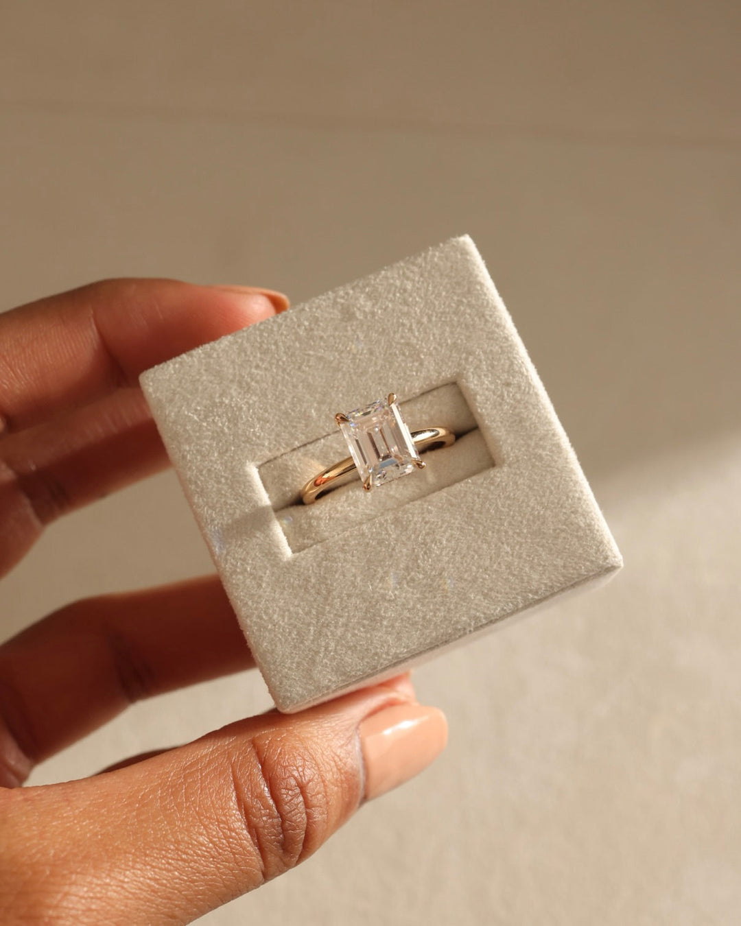 1.50ct-2.50ct Emerald Cut Lab Grown Hidden Halo Diamond Engagement Ring