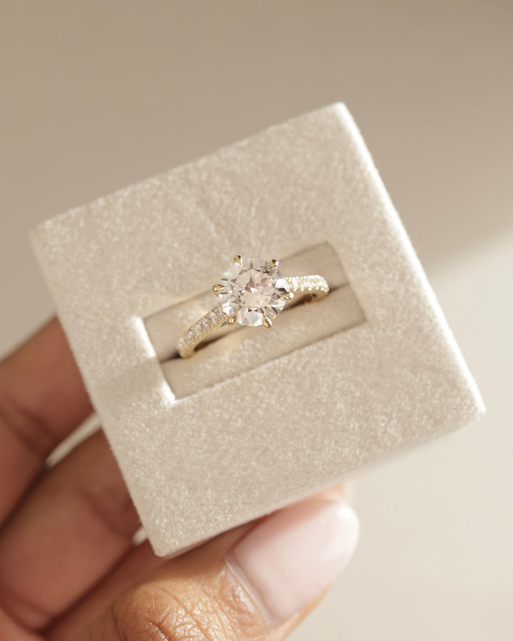 1.50ct-2.50ct Round Cut Lab Grown Tulip Set Pave Diamond Engagement Ring