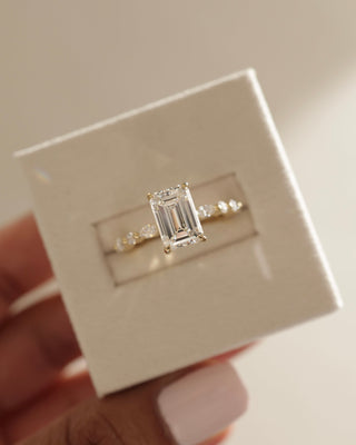 2.0ct-3.0ct Emerald Cut Lab Grown Diamond Pave Engagement Ring