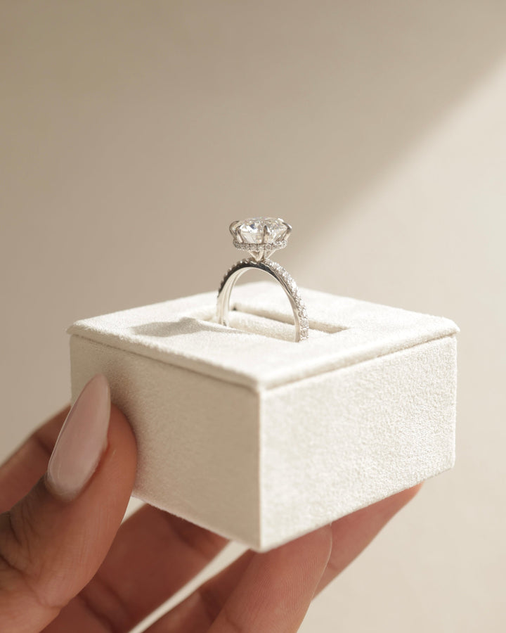 2.0ct-3.0ct Round Cut Lab Grown Diamond Hidden Halo Engagement Ring