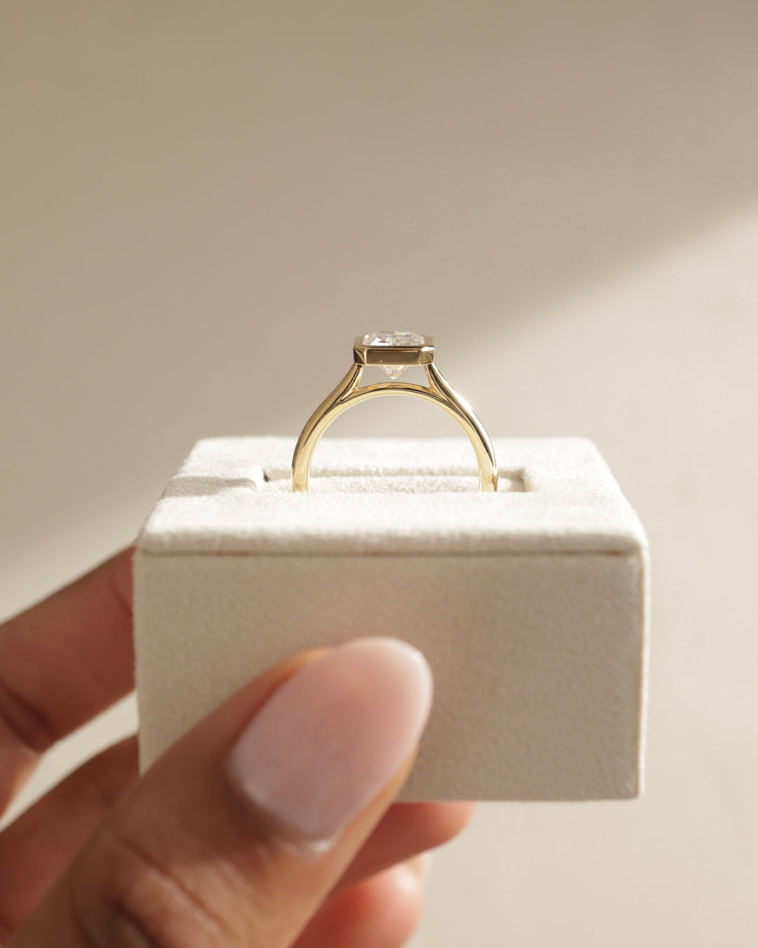 1.50ct-2.50ct Radiant Cut Lab Grown Bezel Set Diamond Engagement Ring