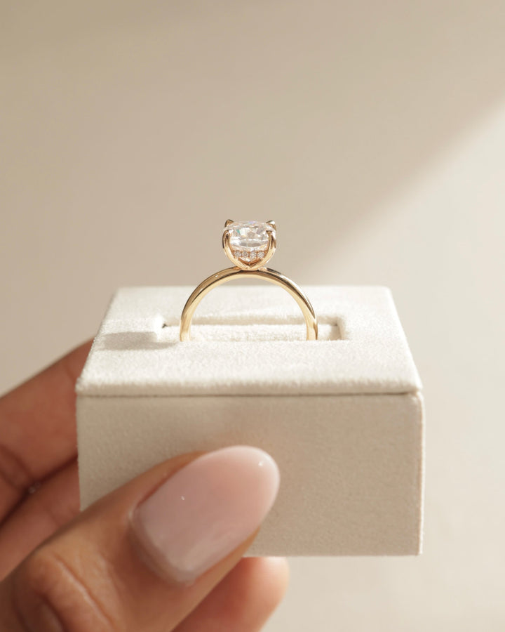 2.0ct-3.0ct Cushion Cut Lab Grown Diamond Hidden Halo Engagement Ring