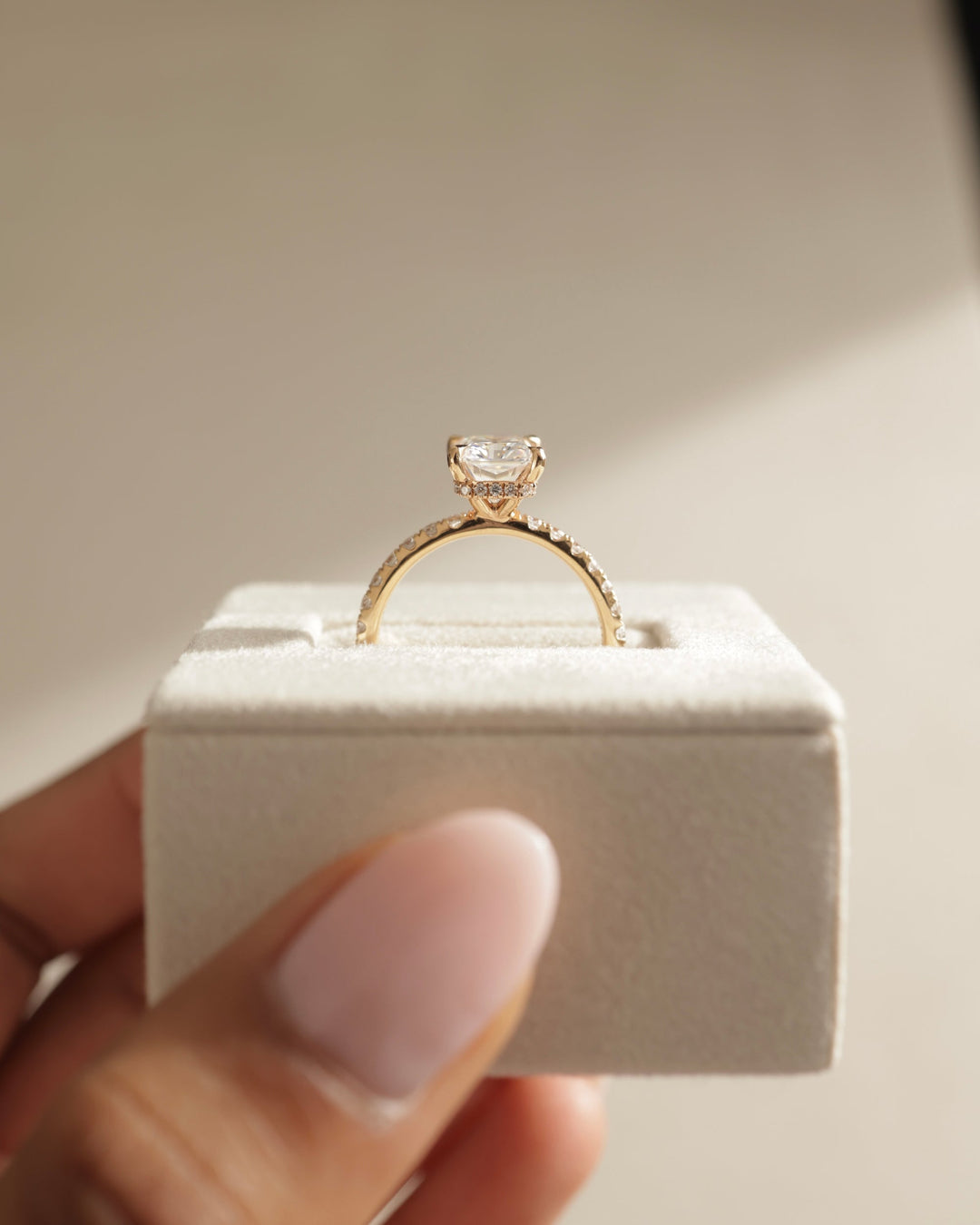 2.0ct-3.0ct Radiant Cut Lab Grown Diamond Hidden Halo Engagement Ring