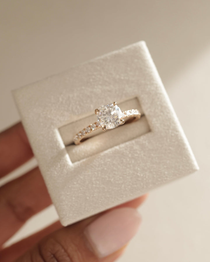 1.50ct-2.50ct Cushion Cut Lab Grown Hidden Halo Diamond Engagement Ring