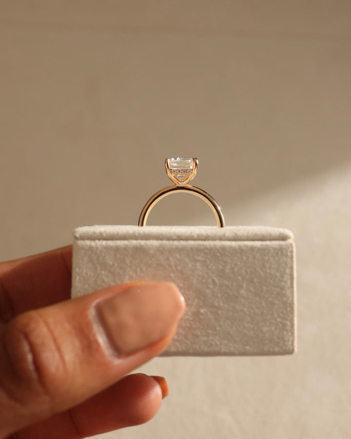 1.50ct-2.50ct Emerald Cut Lab Grown Hidden Halo Diamond Engagement Ring