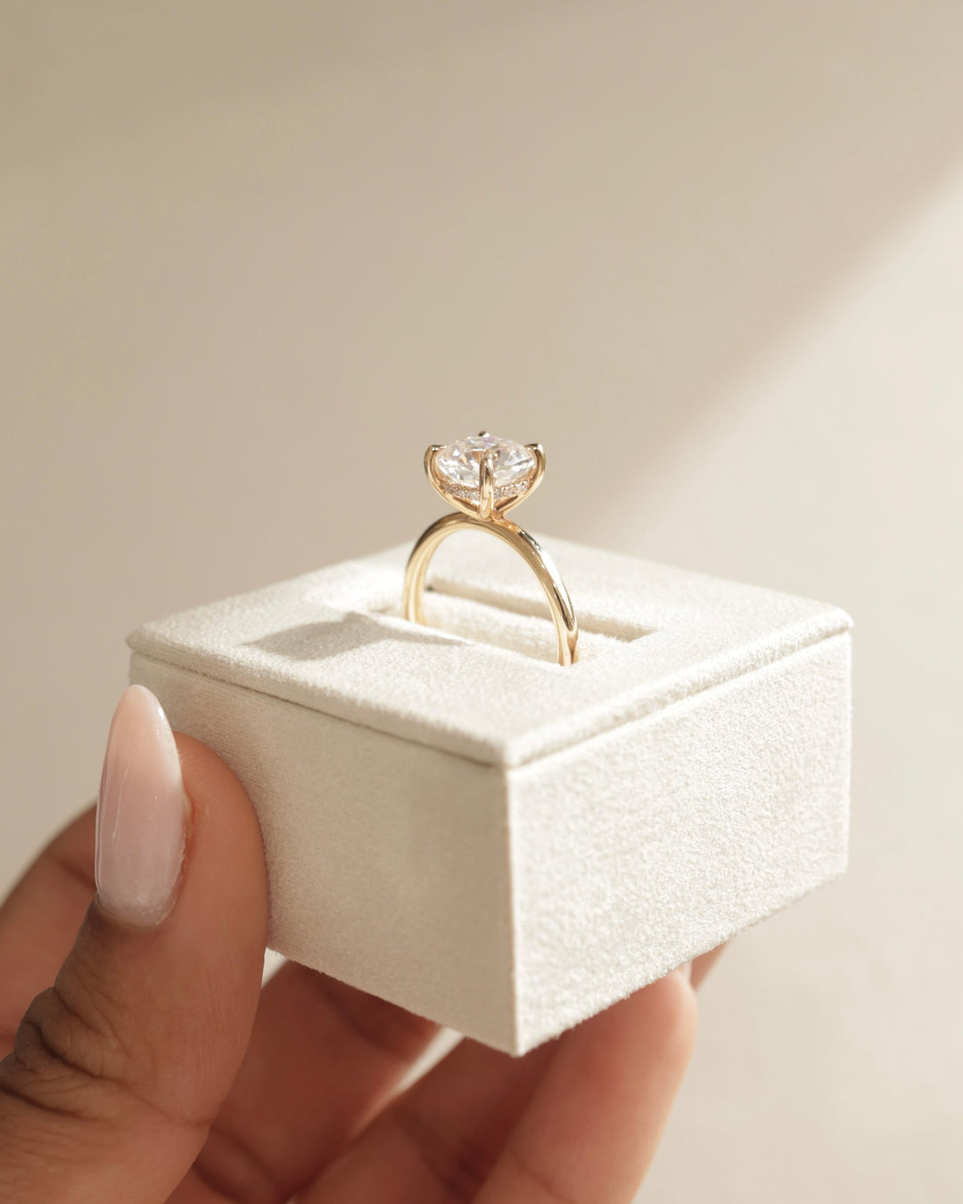2.0ct-3.0ct Cushion Cut Lab Grown Diamond Hidden Halo Engagement Ring