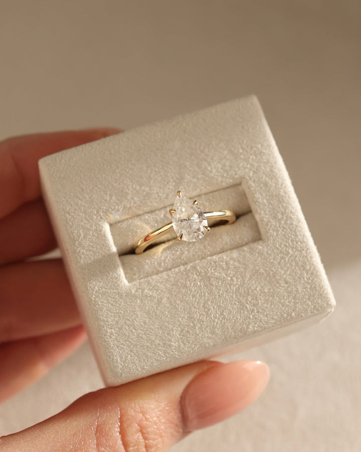 1.0ct-2.0ct Pear Cut Lab Grown Diamond Solitaire Engagement Ring