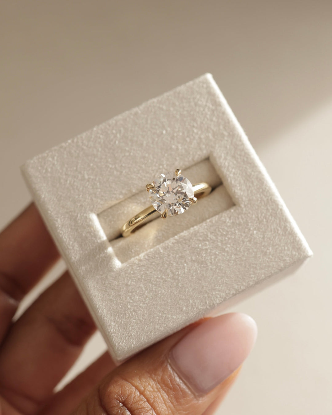 2.0ct-3.0ct Round Cut Lab Grown Diamond Hidden Halo Engagement Ring