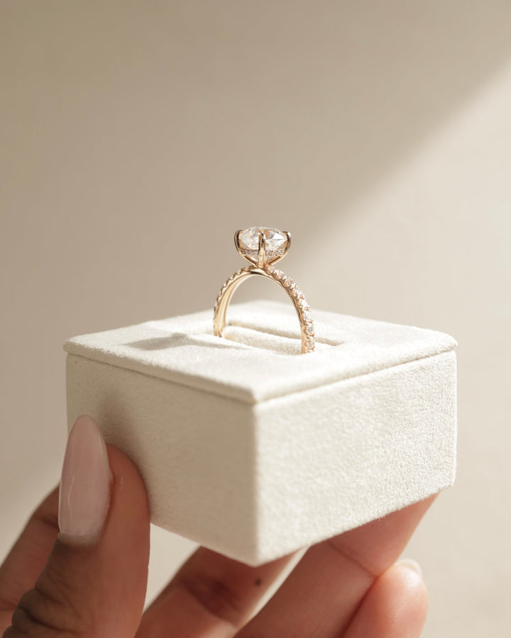 1.50ct-2.50ct Cushion Cut Lab Grown Hidden Halo Diamond Engagement Ring