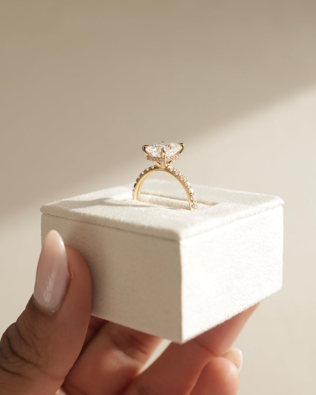 2.0ct-3.0ct Radiant Cut Lab Grown Diamond Hidden Halo Engagement Ring