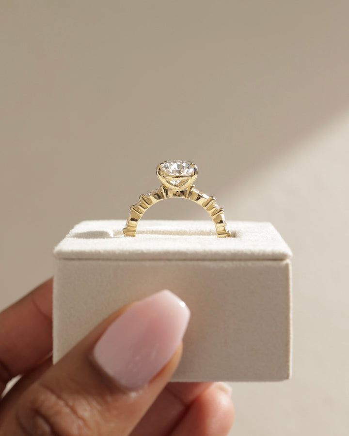 2.0ct-3.0ct Pear Cut Lab Grown Diamond Pave Engagement Ring