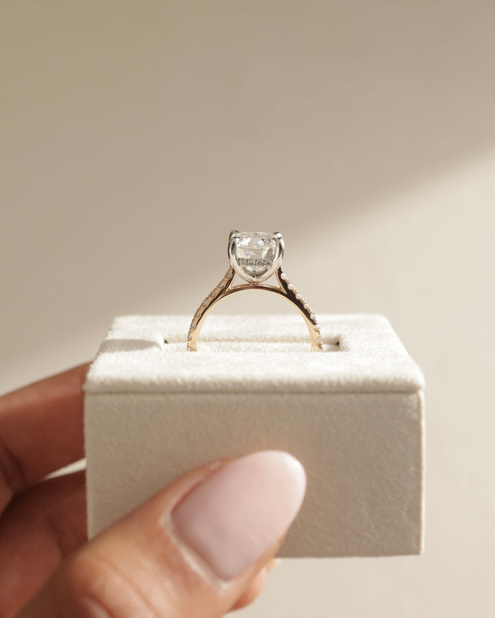 4.0ct-5.0ct Cushion Cut Lab Grown Diamond Hidden Halo Engagement Ring