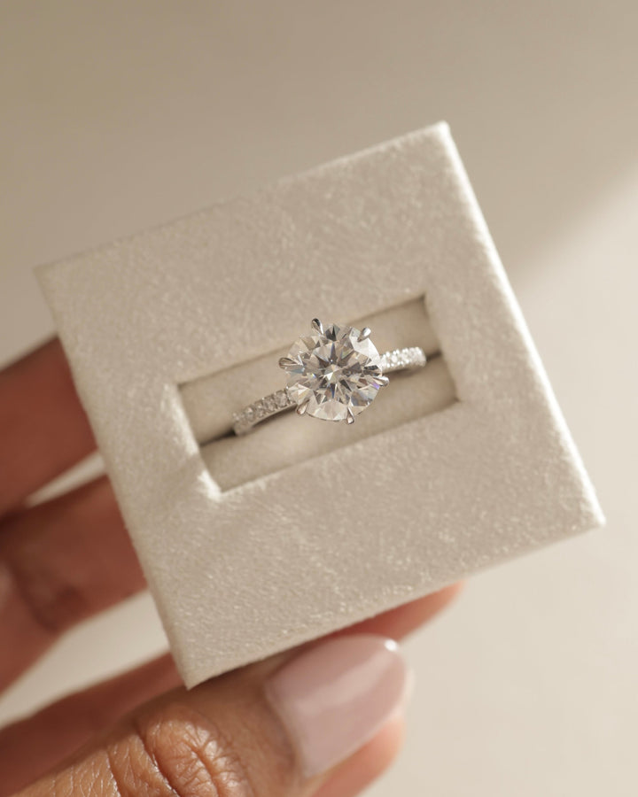 2.0ct-3.0ct Round Cut Lab Grown Diamond Hidden Halo Engagement Ring