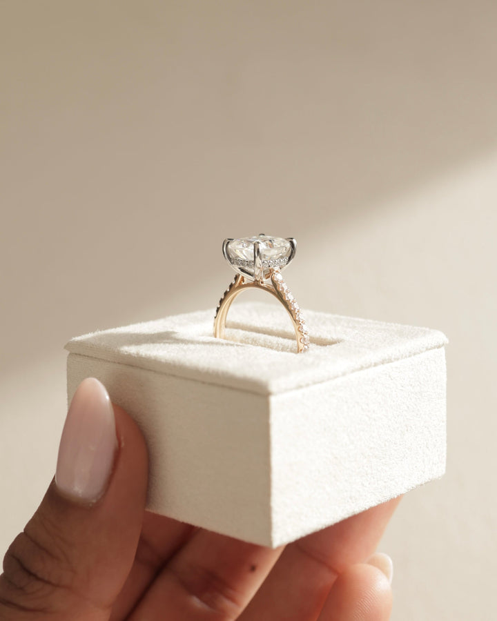 4.0ct-5.0ct Cushion Cut Lab Grown Diamond Hidden Halo Engagement Ring