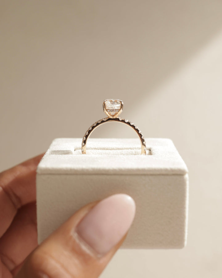 1.50ct-2.50ct Cushion Cut Lab Grown Hidden Halo Diamond Engagement Ring