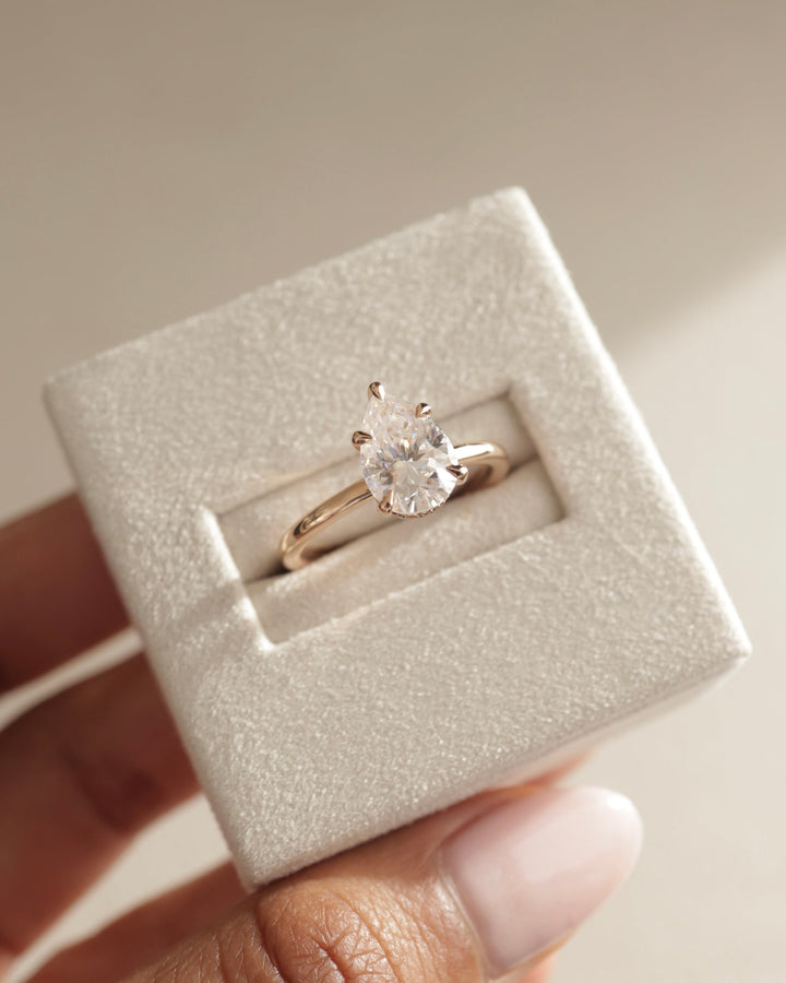 1.50ct-2.50ct Pear Cut Lab Grown Hidden Halo Diamond Engagement Ring